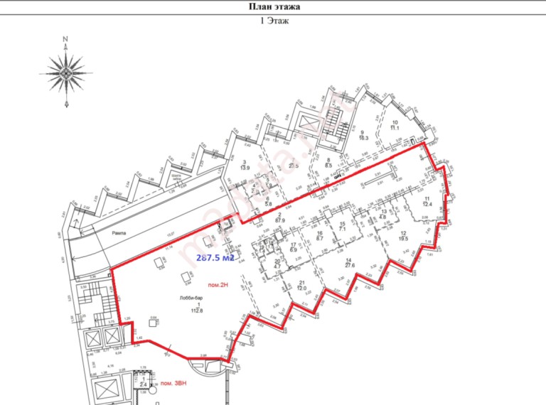 Аренда ПСН 298.7 м² в жилом доме Резиденция Сокольники, 1 этаж, цена 40 ...